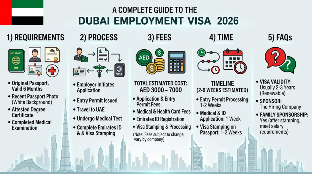Dubai Employment Visa Complete Guide 2026 Requirements Process Fees and FAQs