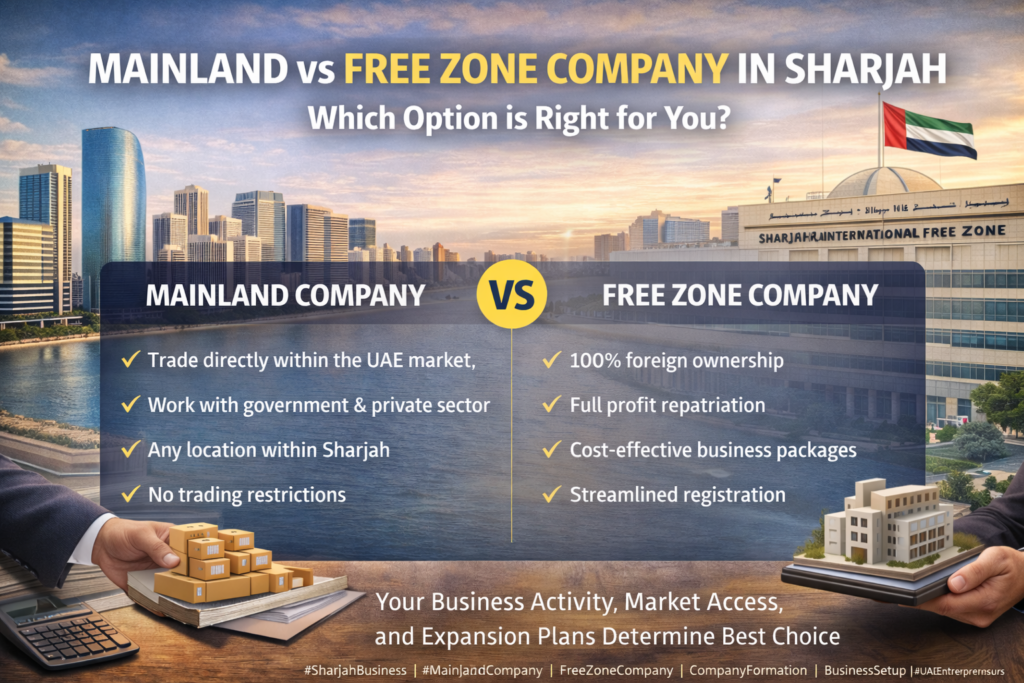 Mainland vs Free Zone Company in Sharjah Which Option is Right for You