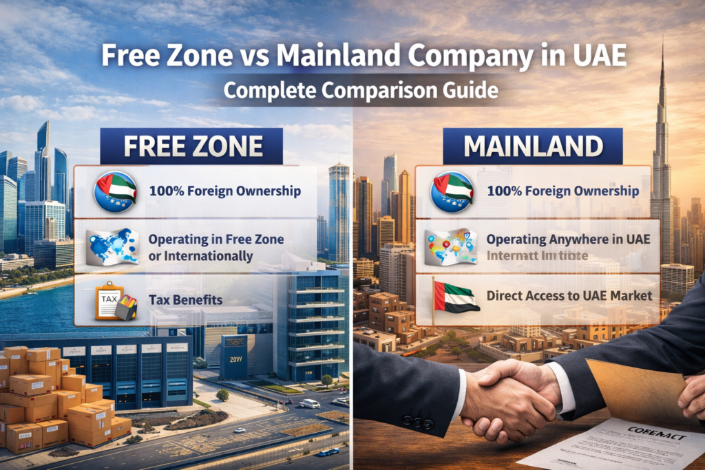 Free Zone vs Mainland Company in UAE Complete Comparison Guide